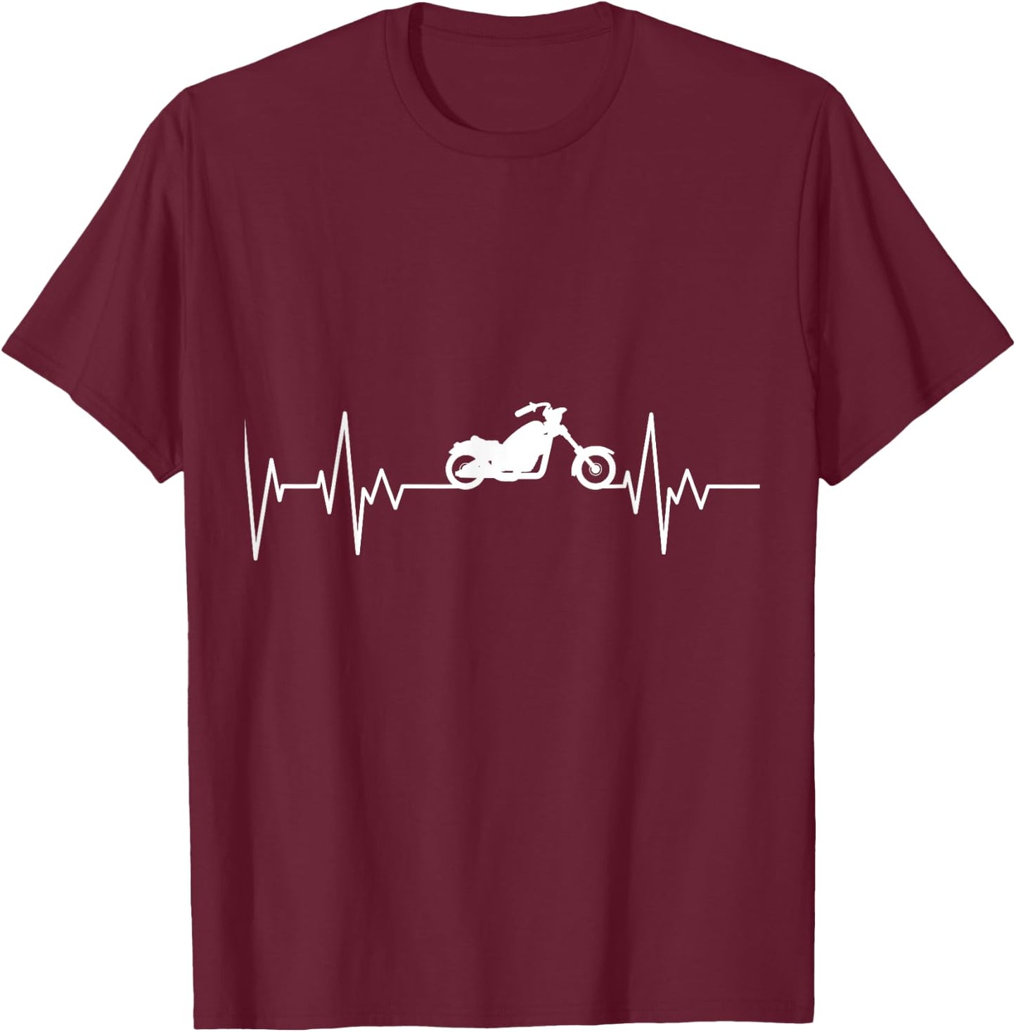 Chopper Motorcycle Biker Heartbeat Motorcyclist Biker T-Shirt - T-Shirt | Maroon