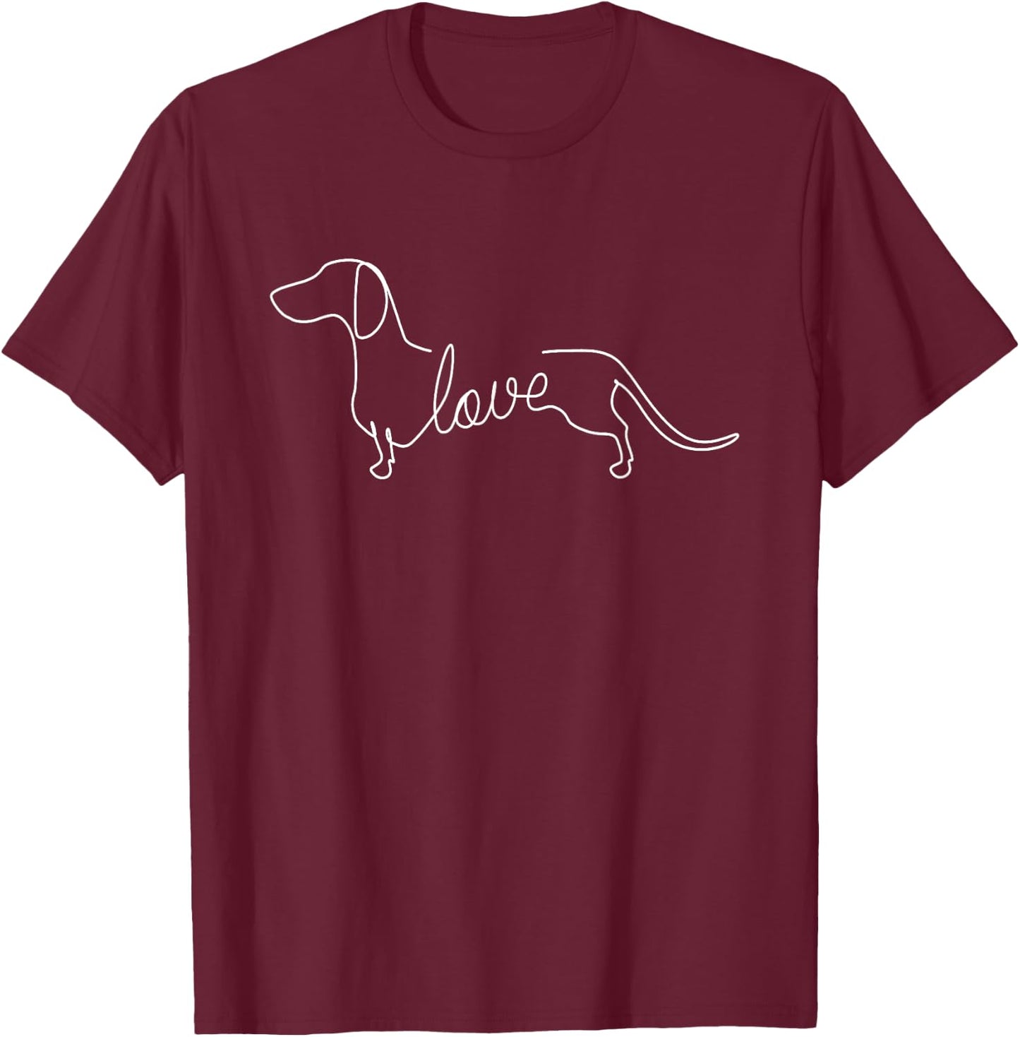 Dachshund Chiweenie Wiener Dog Love Sketch Art Dog Women Girls Kids T-Shirt - T-Shirt | Maroon