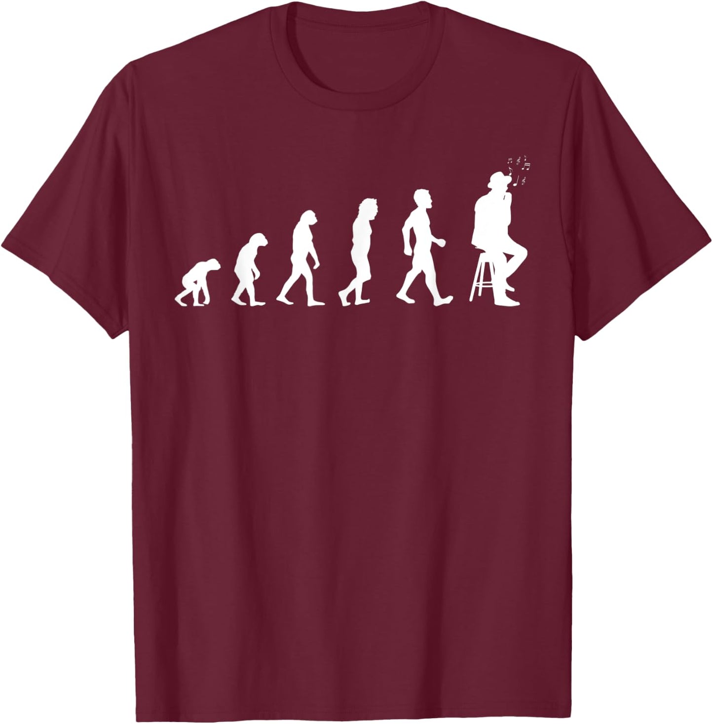 Evolution Harmonica Player T-Shirt - T-Shirt | Maroon