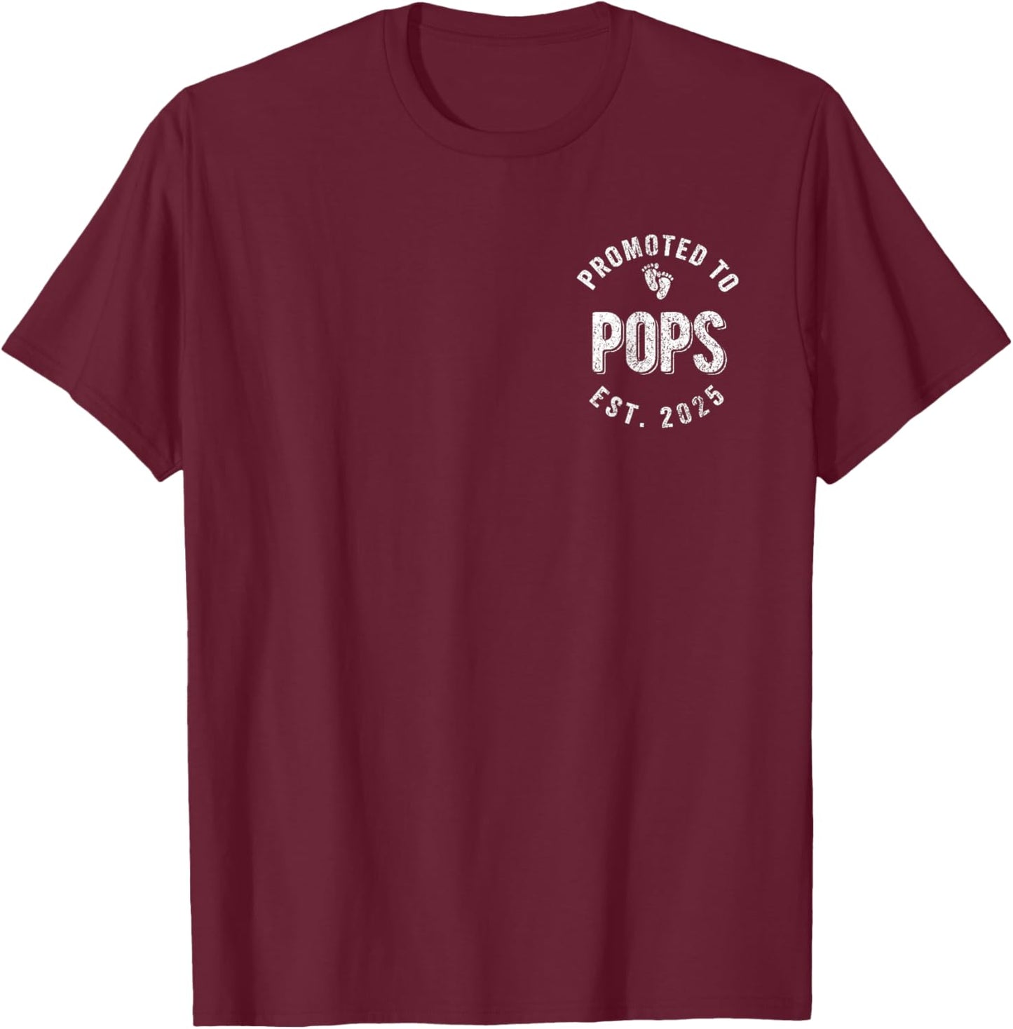 Promoted To Pops Est. 2025 First Time Grandpa T-Shirt - T-Shirt | Maroon