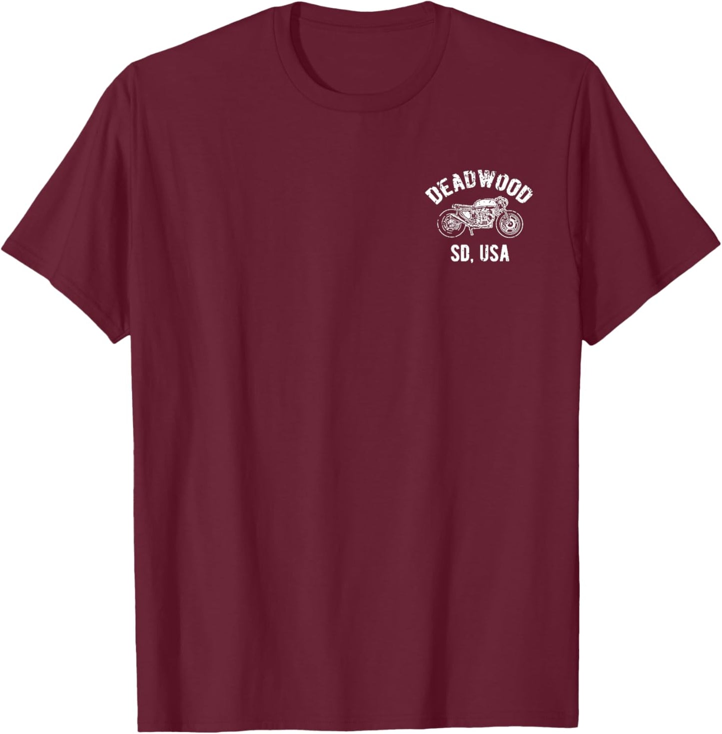Deadwood South Dakota USA Motorcycle Distressed Design T-Shirt - T-Shirt | Maroon