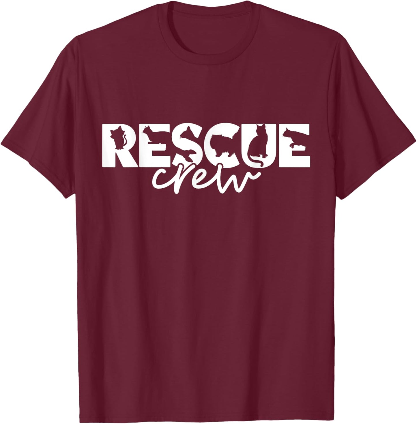 Cat Rescue Crew Shirt Kitten Lovers Adoption Foster Pet Team Men Women Girls Kids T-Shirt - T-Shirt | Maroon