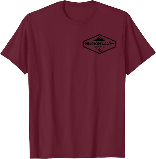 Sugarloaf Maine Vintage Distressed Front and Back T-Shirt - T-Shirt | Maroon