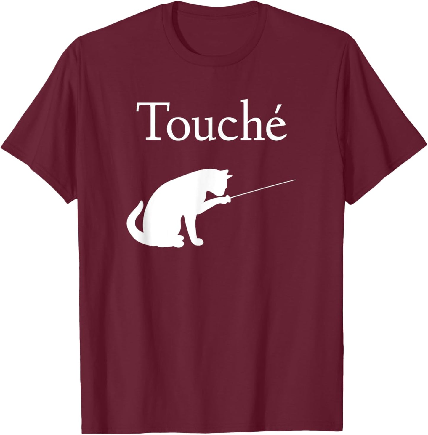 Touche Fencing Cat T-Shirt - T-Shirt | Maroon