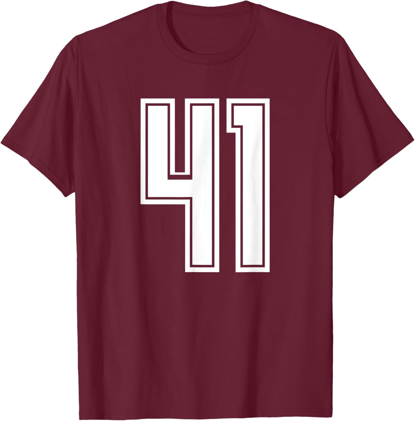 Jersey #41 White Sports Team Jersey Number 41 T-Shirt - T-Shirt | Maroon