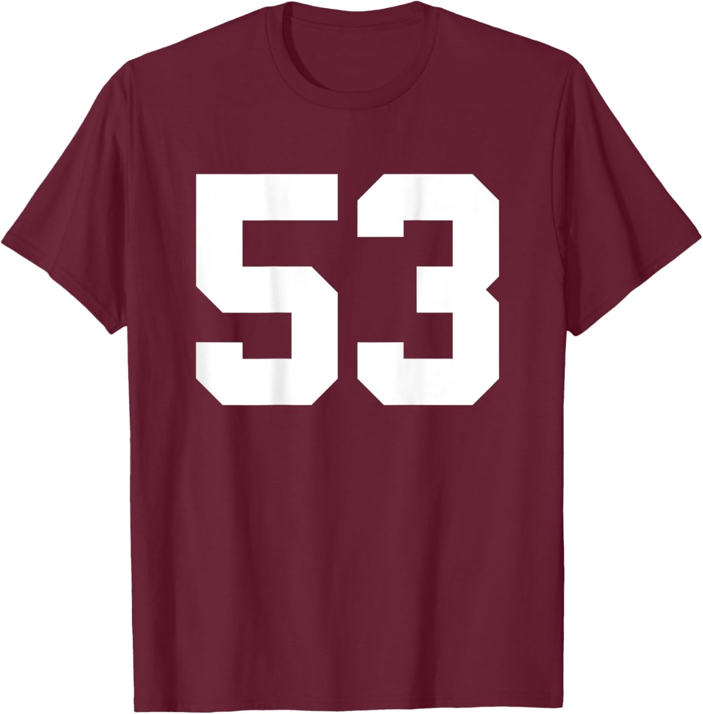 Number 53 (on Back) Sports Team Jersey Number T-Shirt - T-Shirt | Maroon