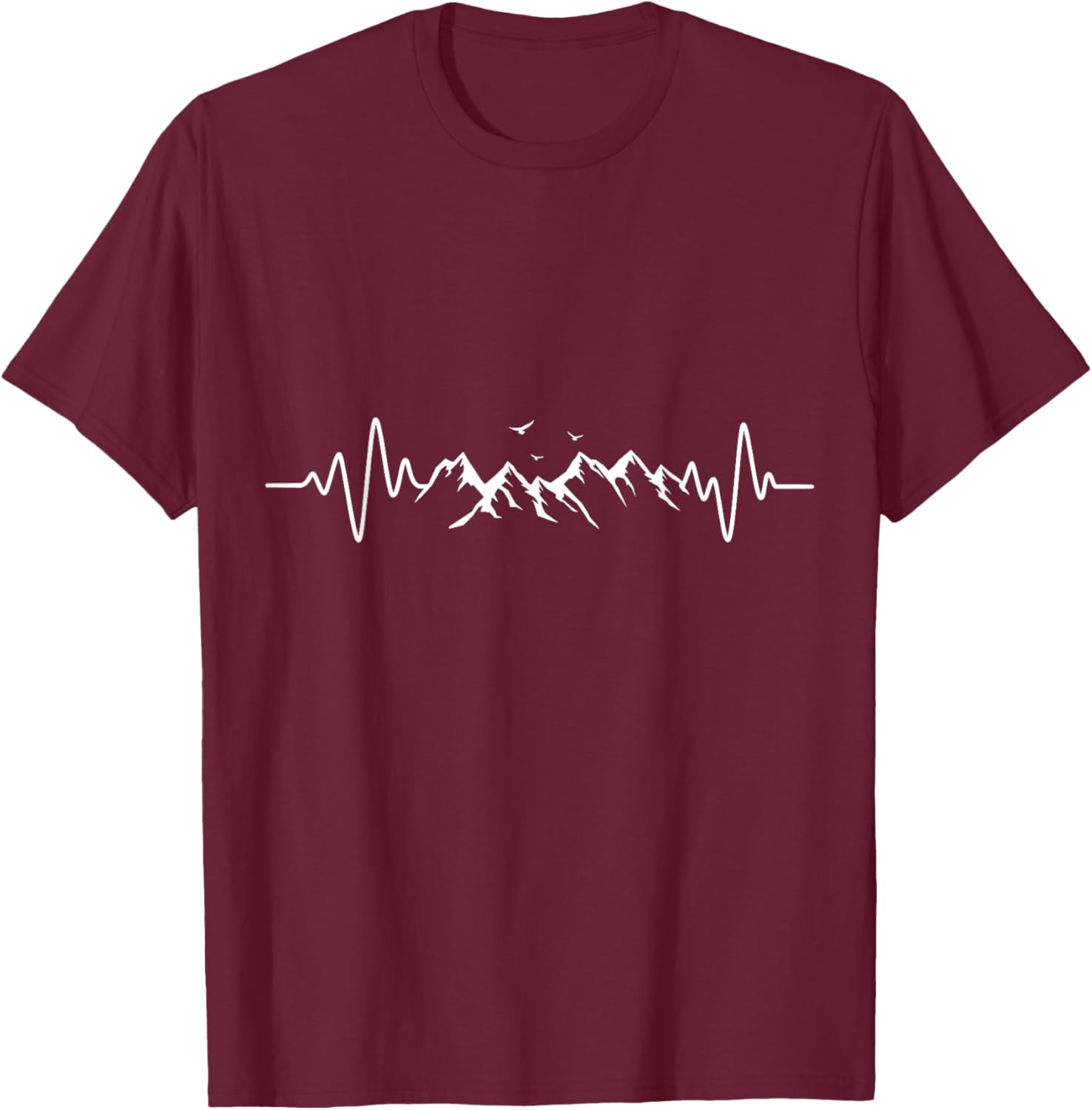 Heartbeat Mountain Lovers T-Shirt - T-Shirt | Maroon