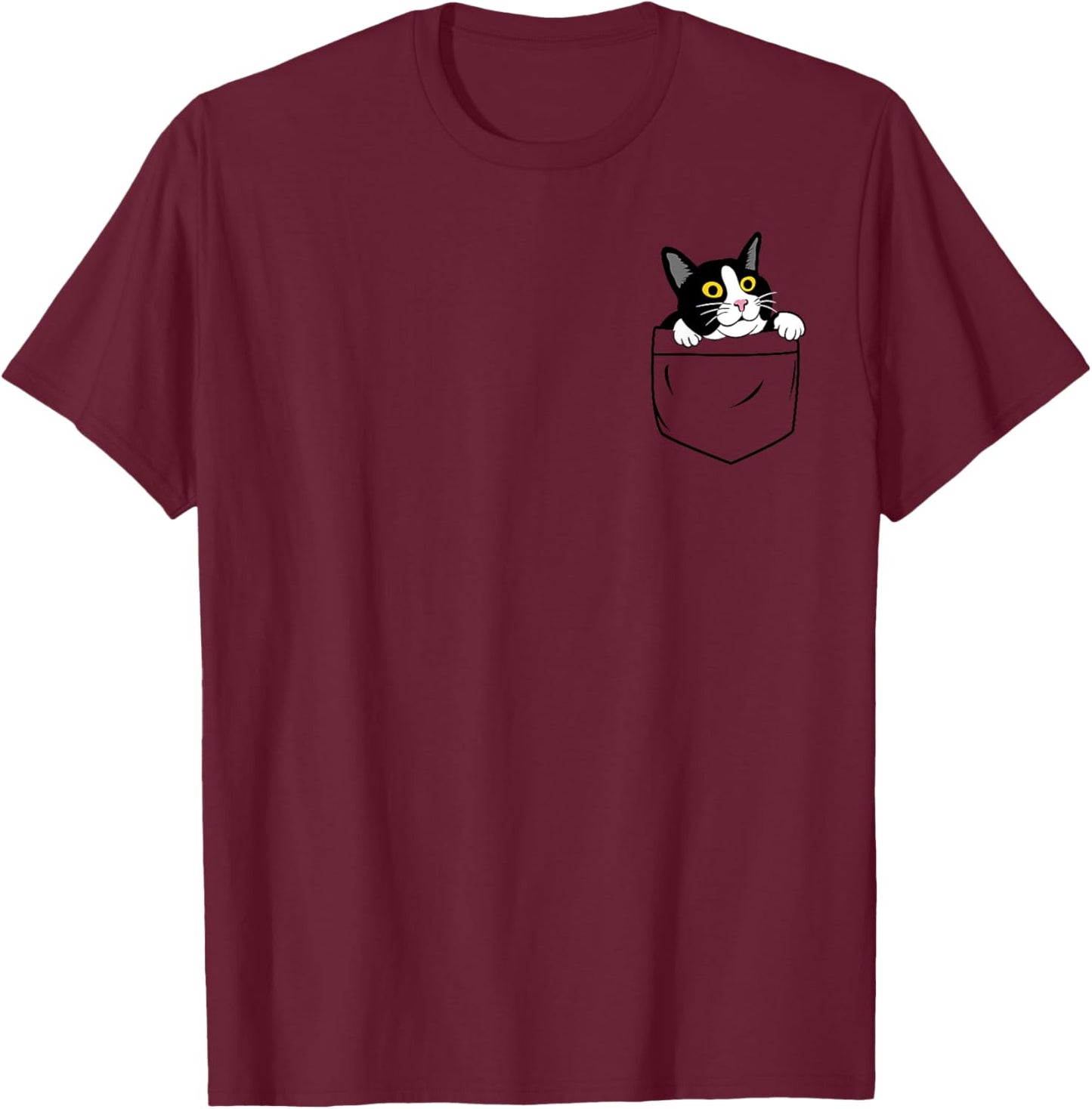 Cute Kitty Cat Pocket - Pocket Cat Funny Cute Cats Lover T-Shirt - T-Shirt | Maroon