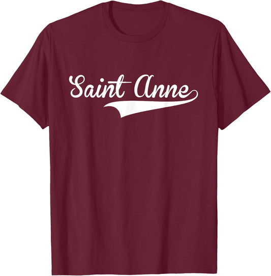 SAINT ANNE Baseball Vintage Retro Font T-Shirt - T-Shirt | Maroon