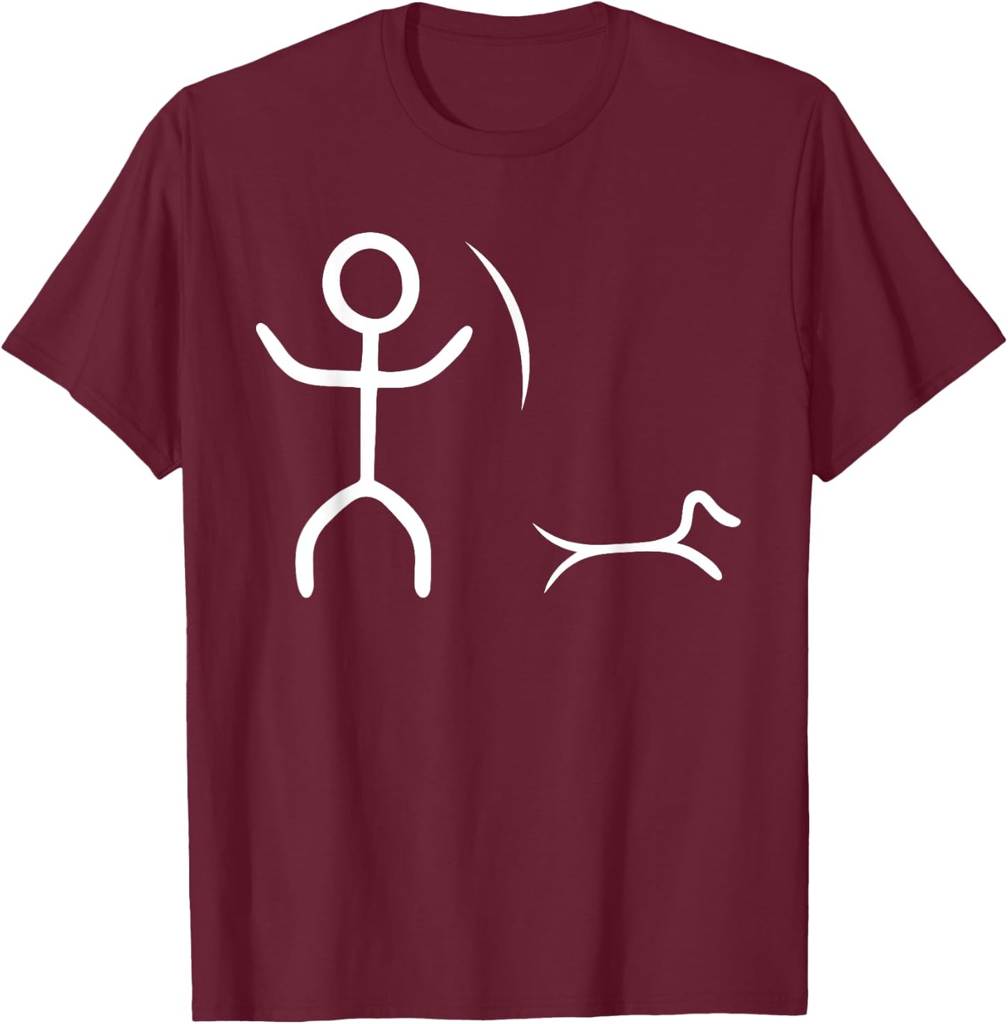 Stick-Man Fathers Day Hunter Outdoor Hunting Figure Dog T-Shirt - T-Shirt | Maroon