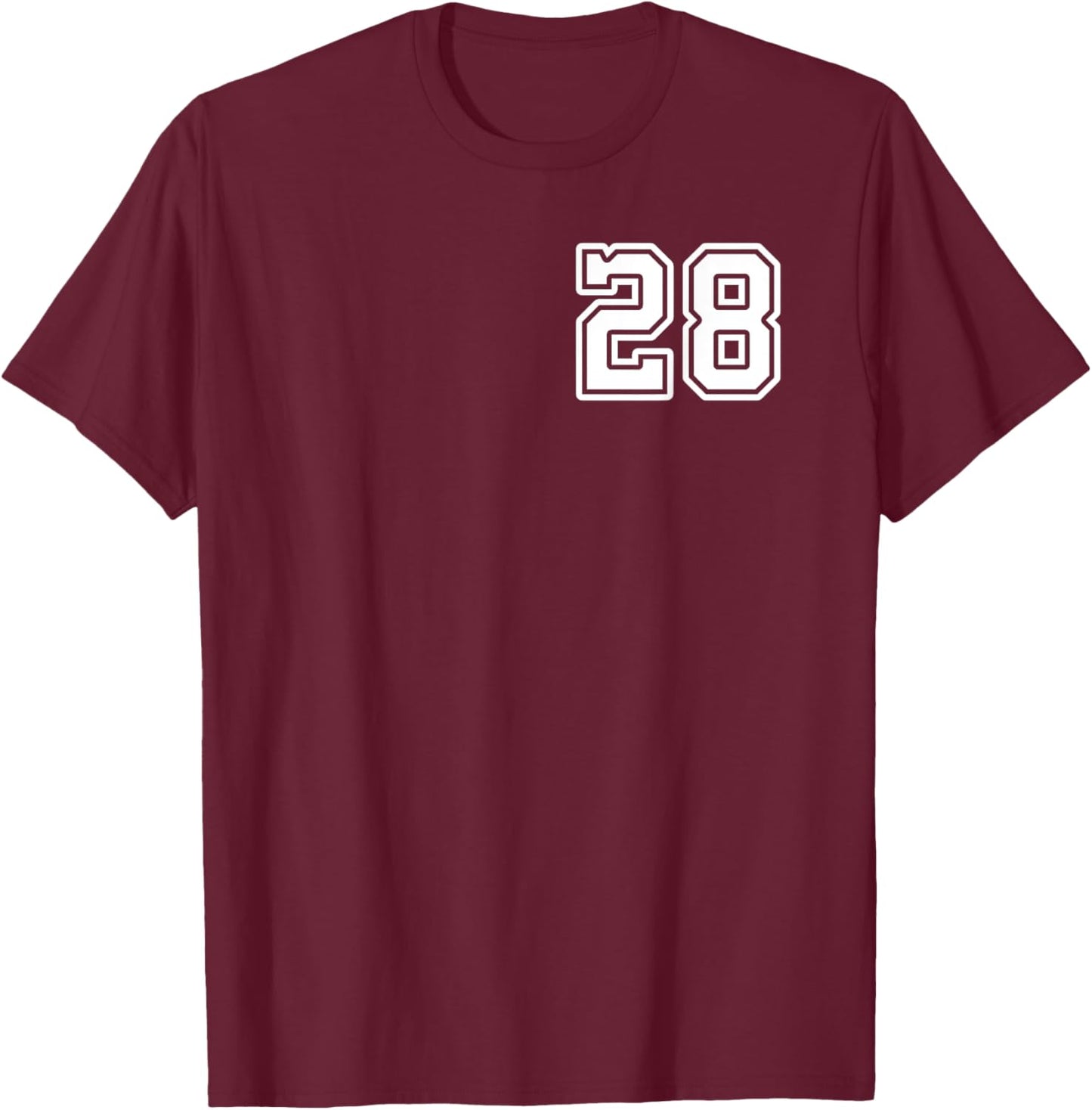 Number 28 Shirt #28 Player Sports Team Men Women Kids T-Shirt - T-Shirt | Maroon
