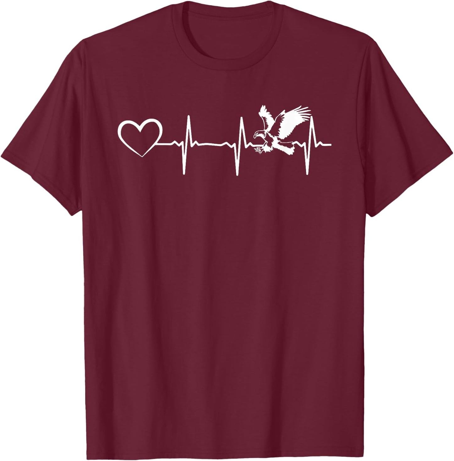 Eagle Heartline Heart Eagle Bird - Bald Eagle Heartbeat T-Shirt - T-Shirt | Maroon