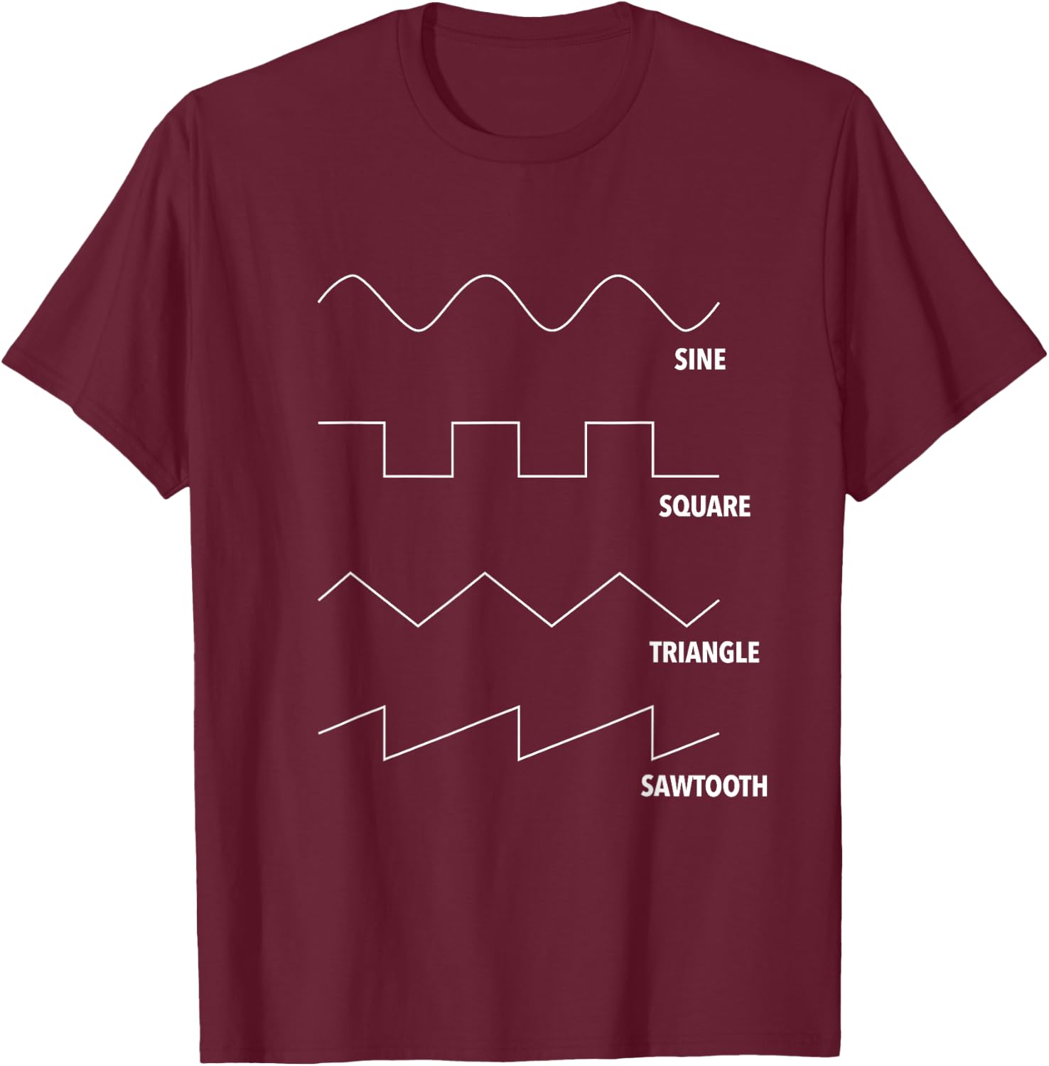 Sine Square Triangle Sawtooth Wavetable DAW Music Producer T-Shirt - T-Shirt | Maroon