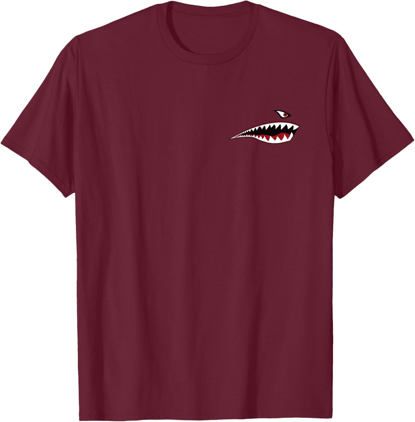 Shark Teeth Nose Art Warhawk P-40 A-10 Warthog War Plane T-Shirt - T-Shirt | Maroon