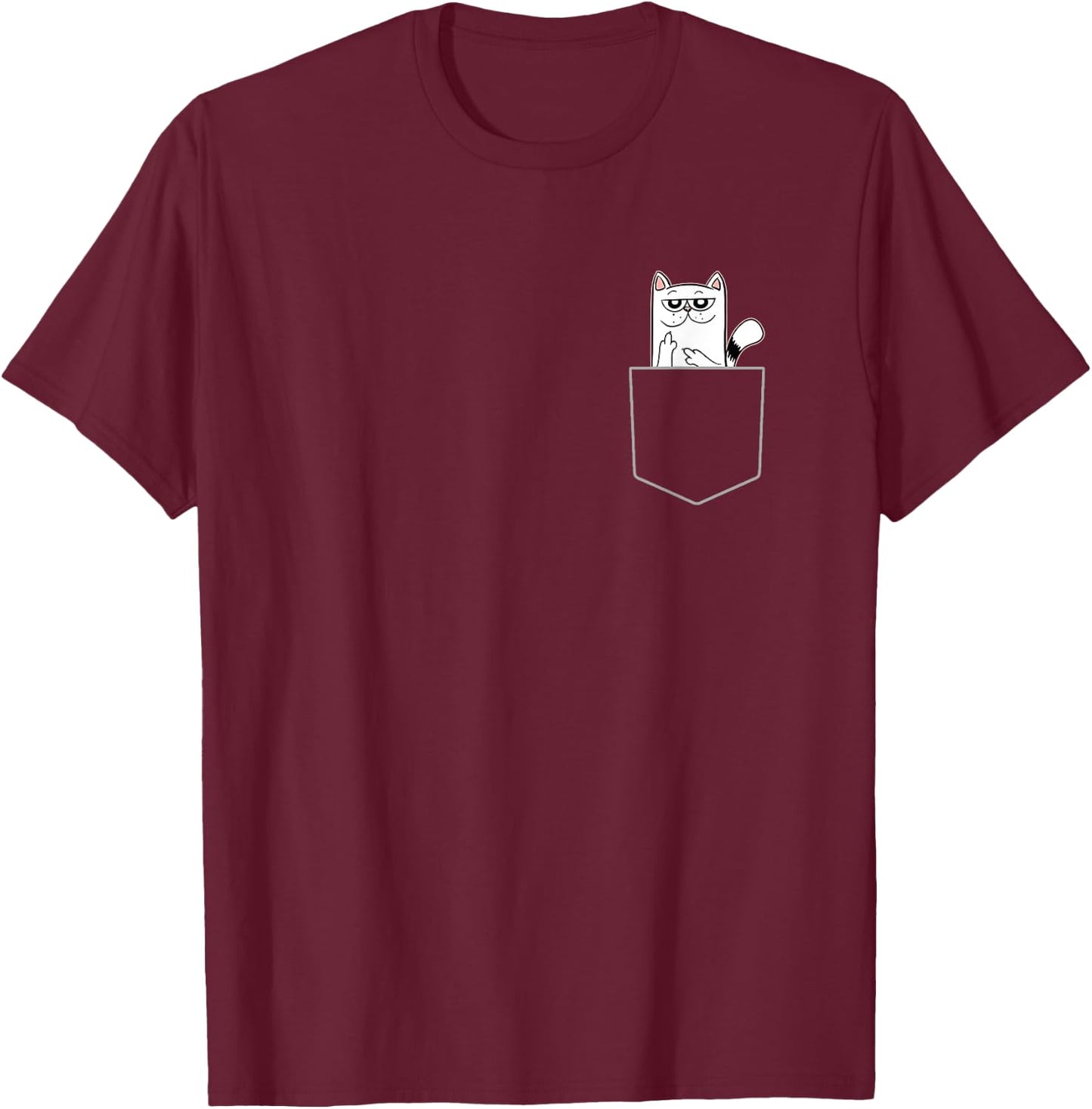 Cat in Pocket Giving the Finger Women T-Shirt - T-Shirt | Maroon
