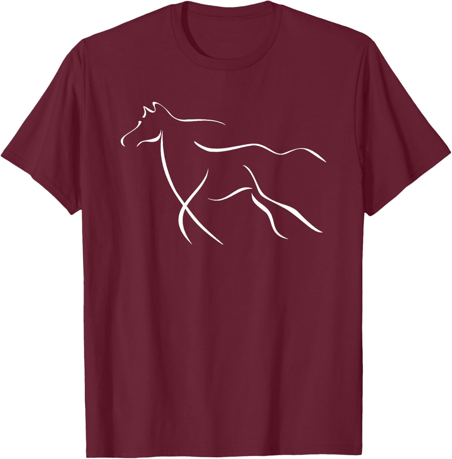 A Simple Line Drawing of a Horse T-Shirt - T-Shirt | Maroon