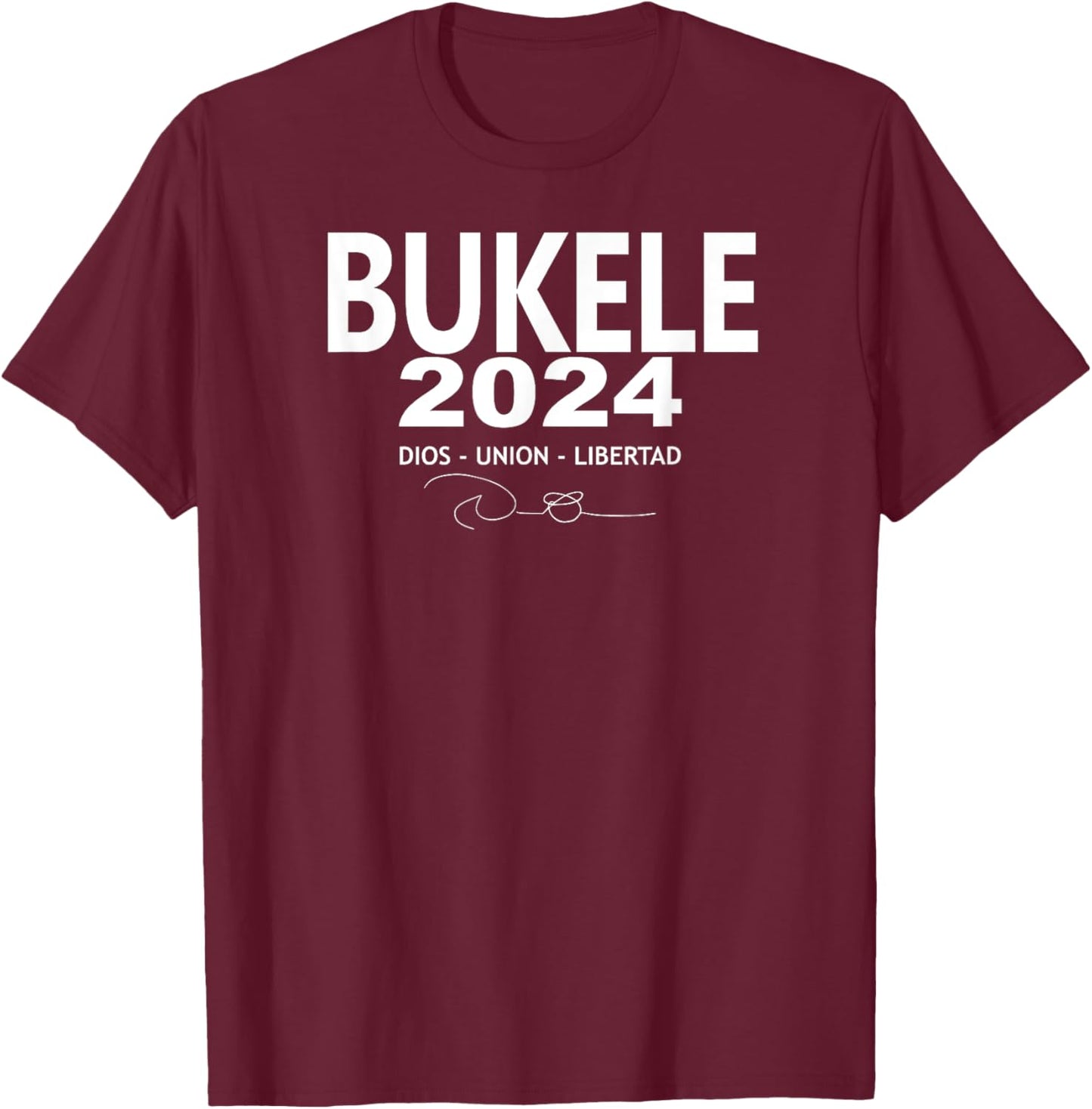 Nayib Bukele REELECCION 2024 T-Shirt - T-Shirt | Maroon
