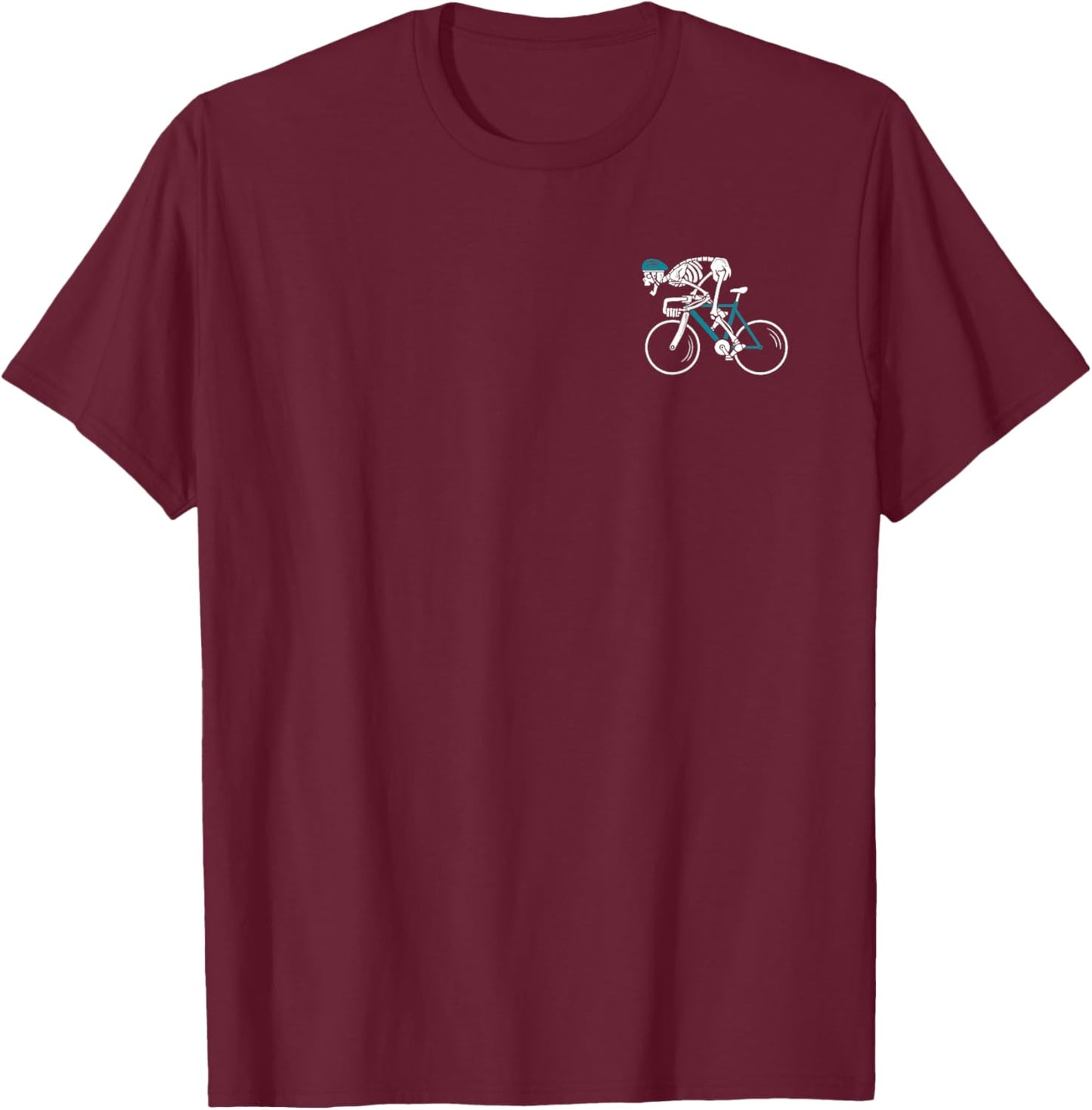 Skeleton Riding Road Bike Bicycle Biking Cycling Cyclist T-Shirt - T-Shirt | Maroon