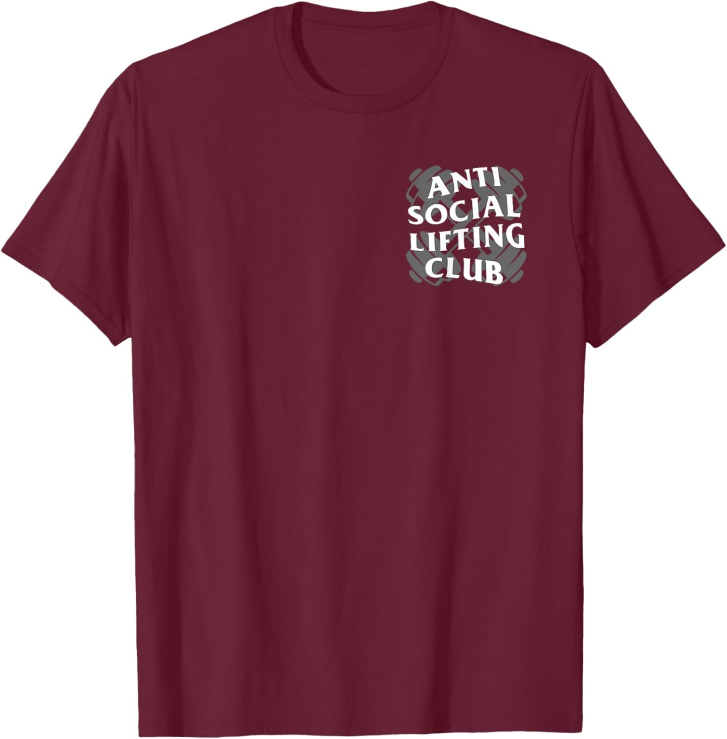 Anti Social Lifting Club: Dumbbells Crossed (Front + Back) T-Shirt - T-Shirt | Maroon