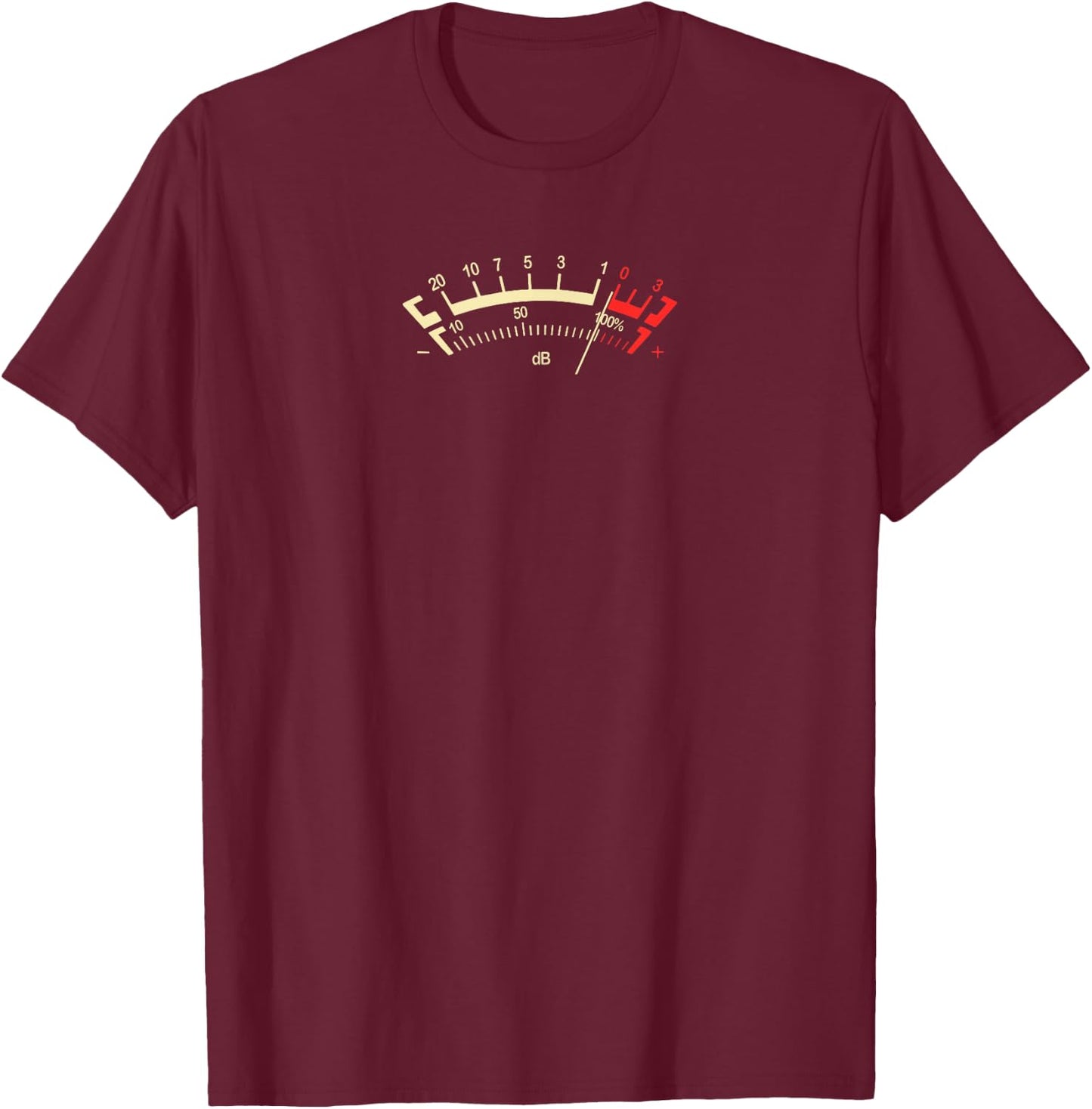 Retro dB Classic Analog Decibel Sound Power Meter Gauge Fun T-Shirt - T-Shirt | Maroon