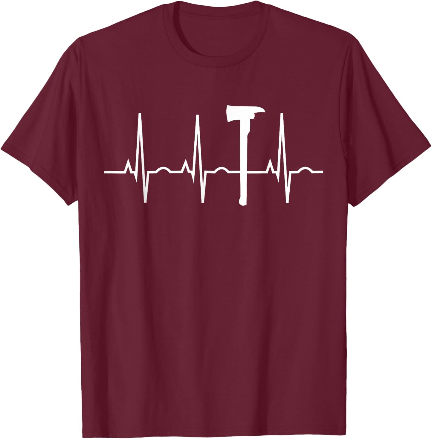 Wildland Firefighter Shirt - Pulaski Heartbeat Gift T-Shirt - T-Shirt | Maroon