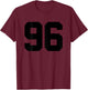 Number 96 (Prints on the Back) Cotton Team Jersey T-Shirt - T-Shirt | Maroon