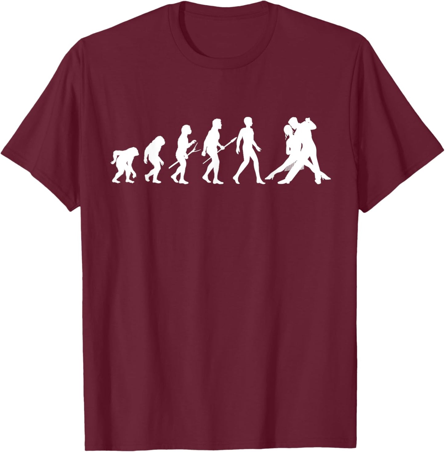 Evolution From Apes to Ballroom Dancing T-Shirt - T-Shirt | Maroon