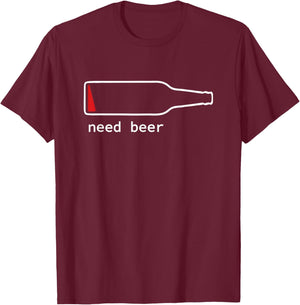 Funny Drinking Guy Stuff Low Battery Need Beer T-Shirt - T-Shirt | Maroon