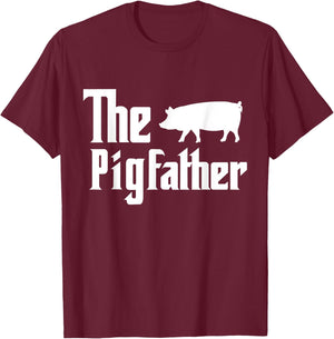 The Pigfather Pig Lover Farming Dad Funny Farmer Father T-Shirt - T-Shirt | Maroon