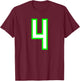 Sports Team Jersey #4 White Lime Jersey Number 4 T-Shirt - T-Shirt | Maroon