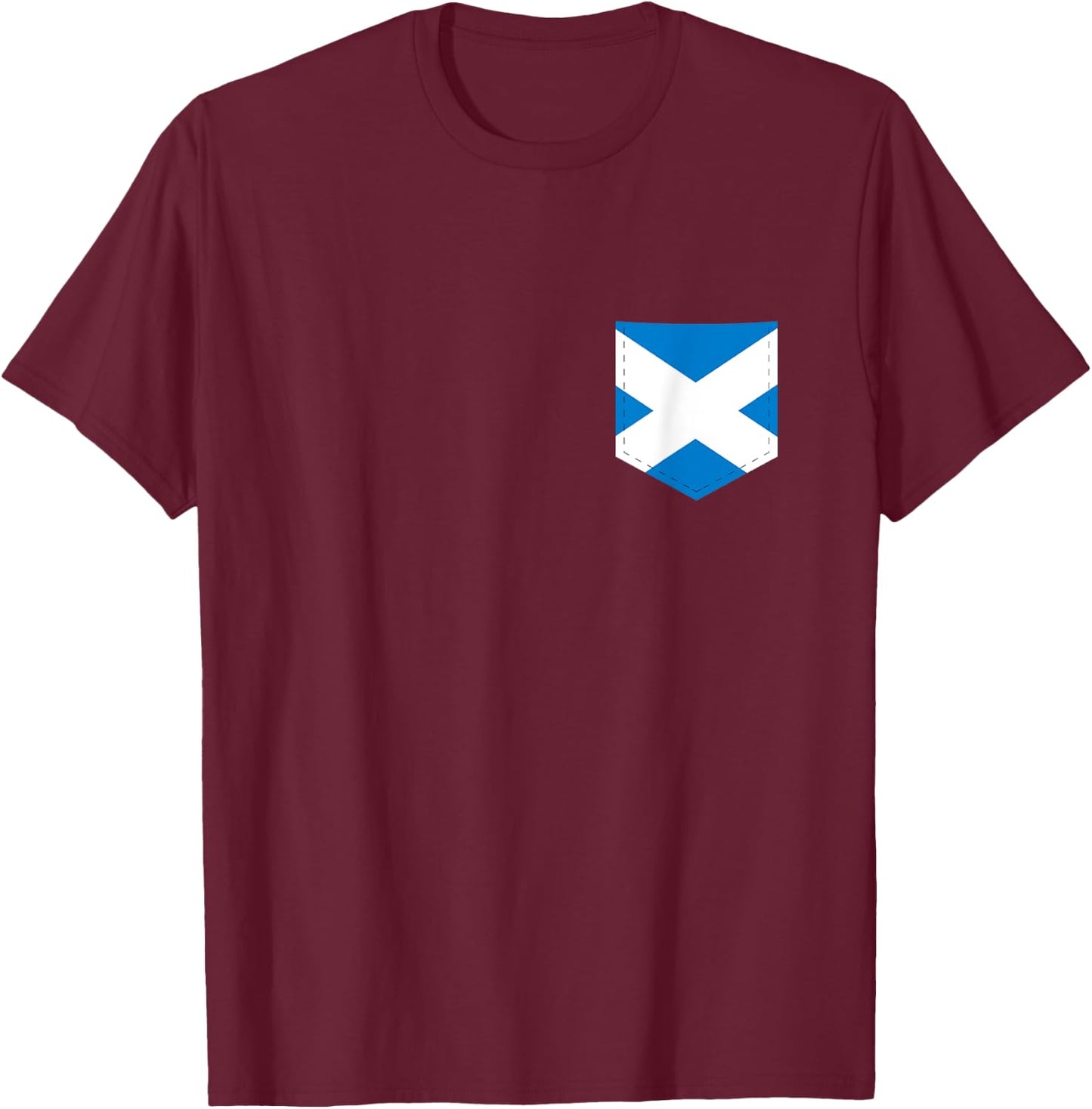 Scotland Flag with Printed Scot Flag Pocket T-Shirt - T-Shirt | Maroon