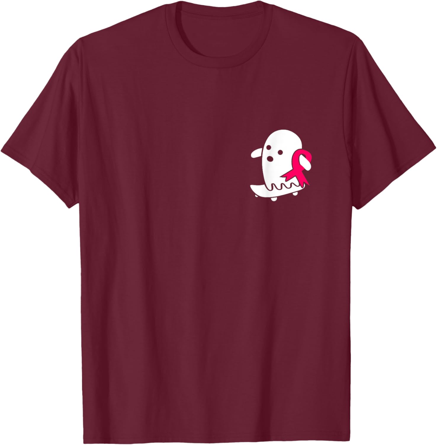 Breast Cancer Ghost Halloween Pink Breast Cancer Awareness T-Shirt - T-Shirt | Maroon