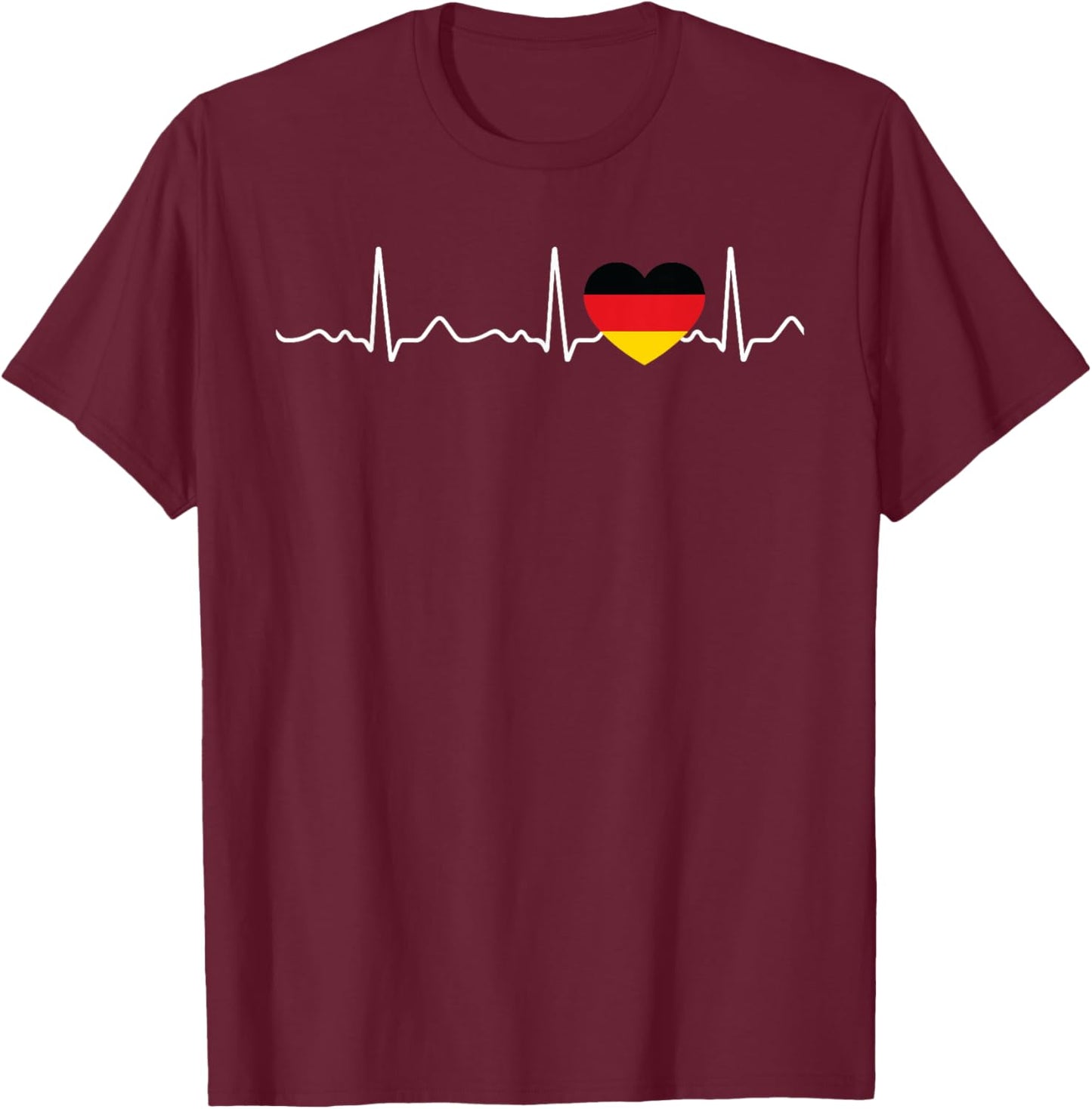 Deutschland - Herzschlag, Puls, Herzlinie, EKG T-Shirt - T-Shirt | Maroon