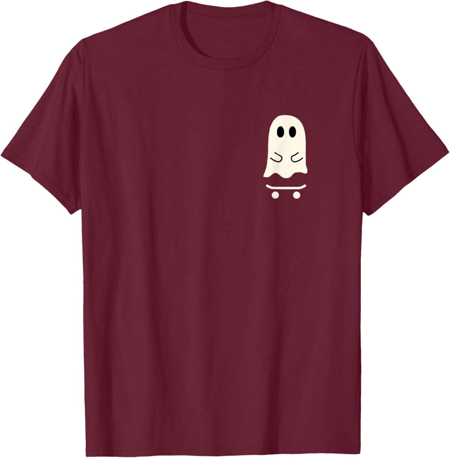 Little Ghost Skateboard Cute Halloween Skater T-Shirt - T-Shirt | Maroon