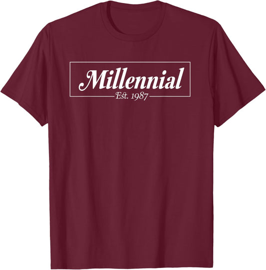 Millennial Established 1987 Birth Year T-Shirt - T-Shirt | Maroon