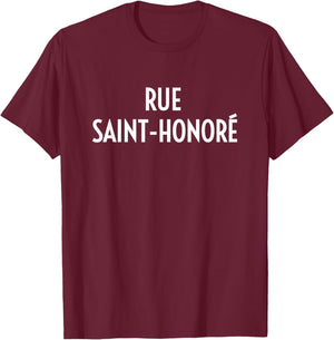 Rue Saint-Honore Paris France Travel French Fashion Gift T-Shirt - T-Shirt | Maroon