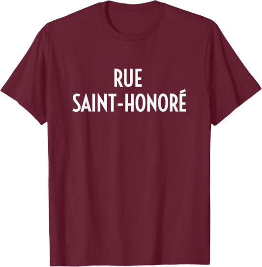 Rue Saint-Honore Paris France Travel French Fashion Gift T-Shirt - T-Shirt | Maroon