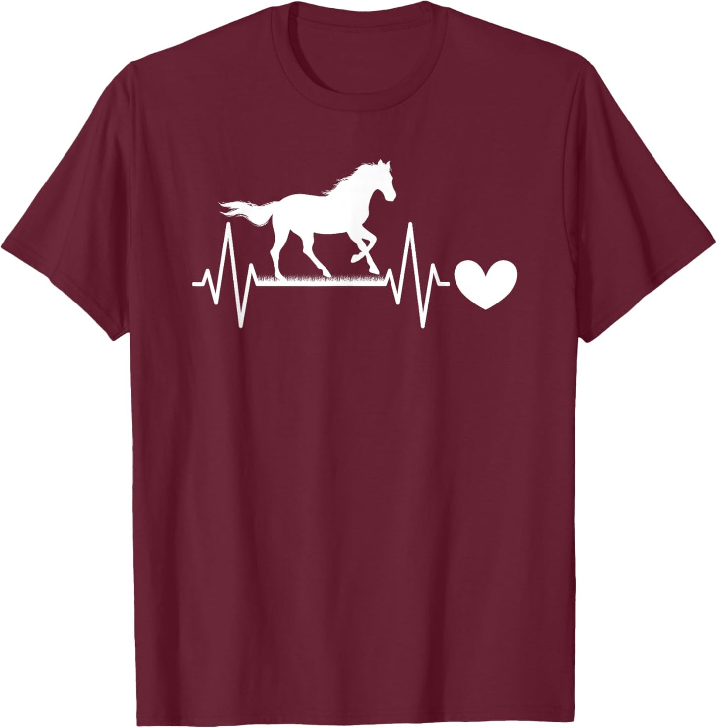 Cute Horse Lover Horseback Riding Heartbeat Horse T-Shirt - T-Shirt | Maroon