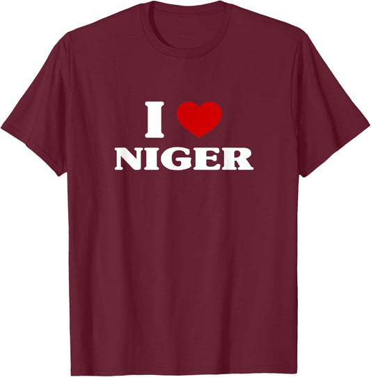 Niger I Heart Niger Souvenir I Love Niger T-Shirt - T-Shirt | Maroon