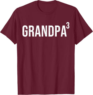 Grandpa of 3 Grandkids Grandchildren 3rd Time Grandpa Cubed T-Shirt - T-Shirt | Maroon