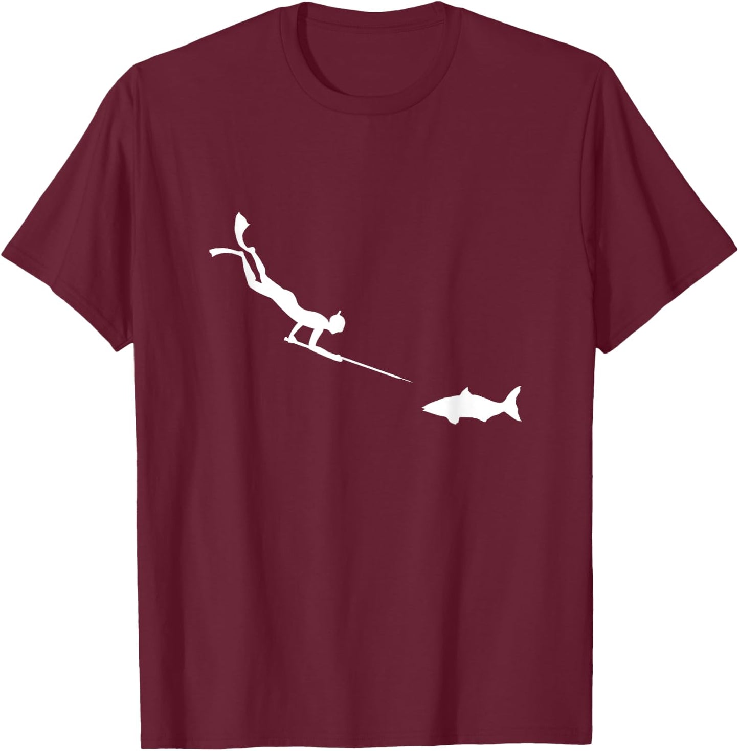Spearfisher And Fish Underwater Fishing Spearfisher Gift T-Shirt - T-Shirt | Maroon