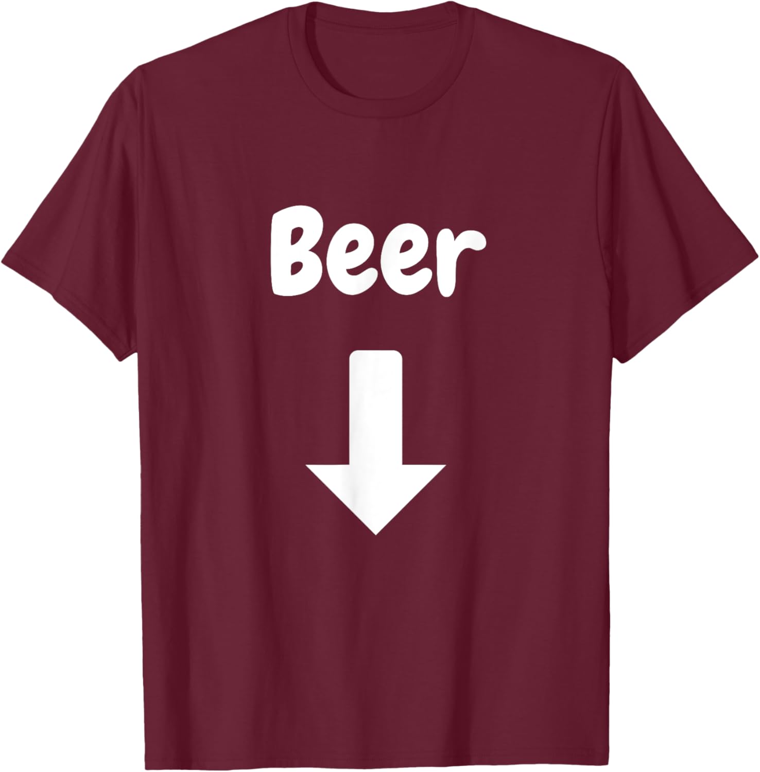 Beer with arrow pointing belly T-Shirt - T-Shirt | Maroon