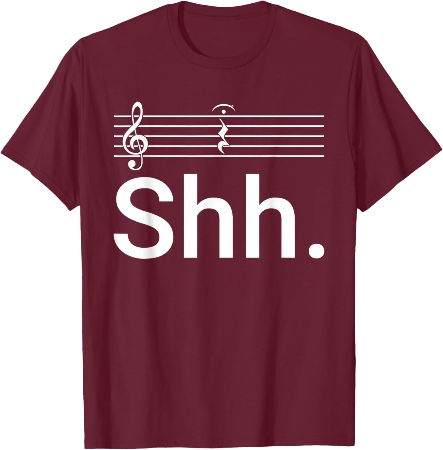 Funny Music Notes Shh Quarter Fermata Teacher Men Women Kids T-Shirt - T-Shirt | Maroon