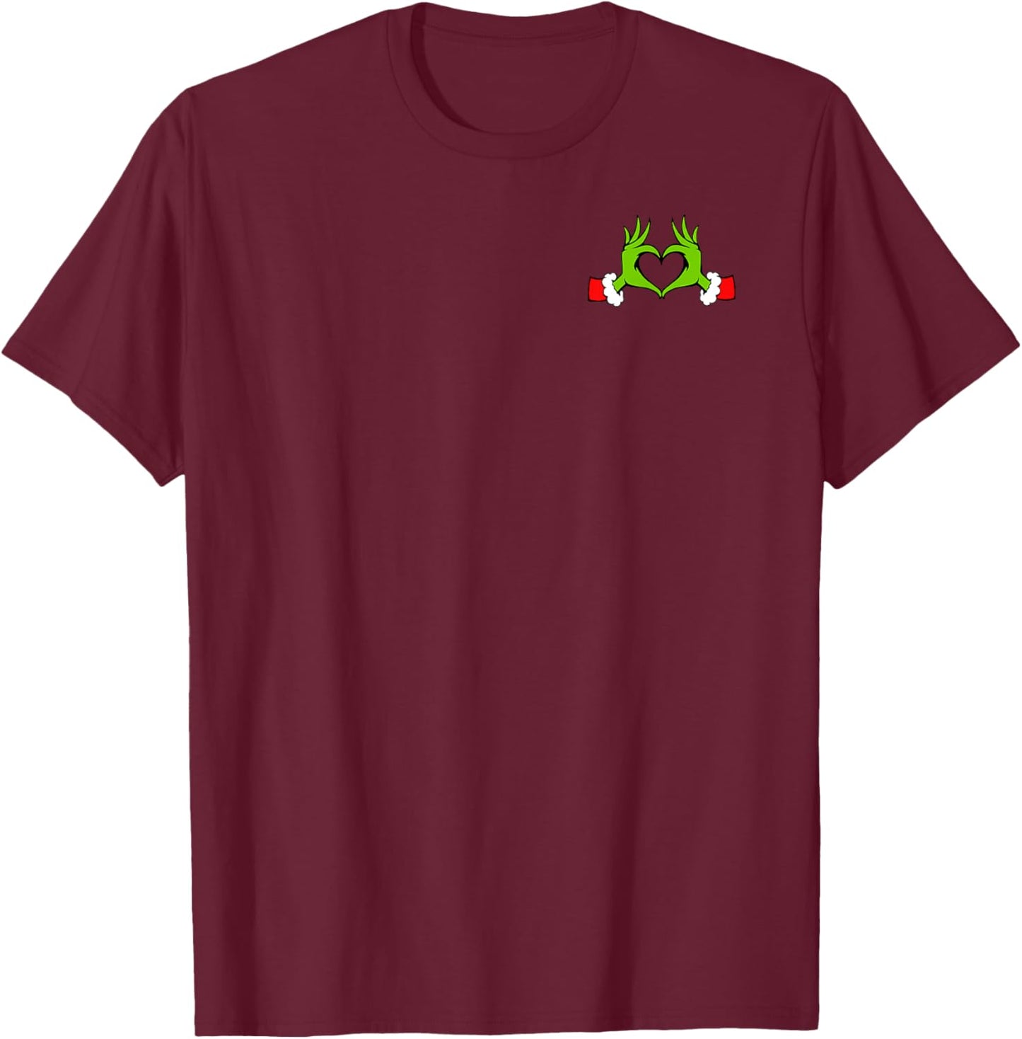 Heart Funny Santa Christmas Xmas Ornaments Pajamas (2 Sided) T-Shirt - T-Shirt | Maroon