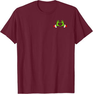 Heart Funny Santa Christmas Xmas Ornaments Pajamas (2 Sided) T-Shirt - T-Shirt | Maroon