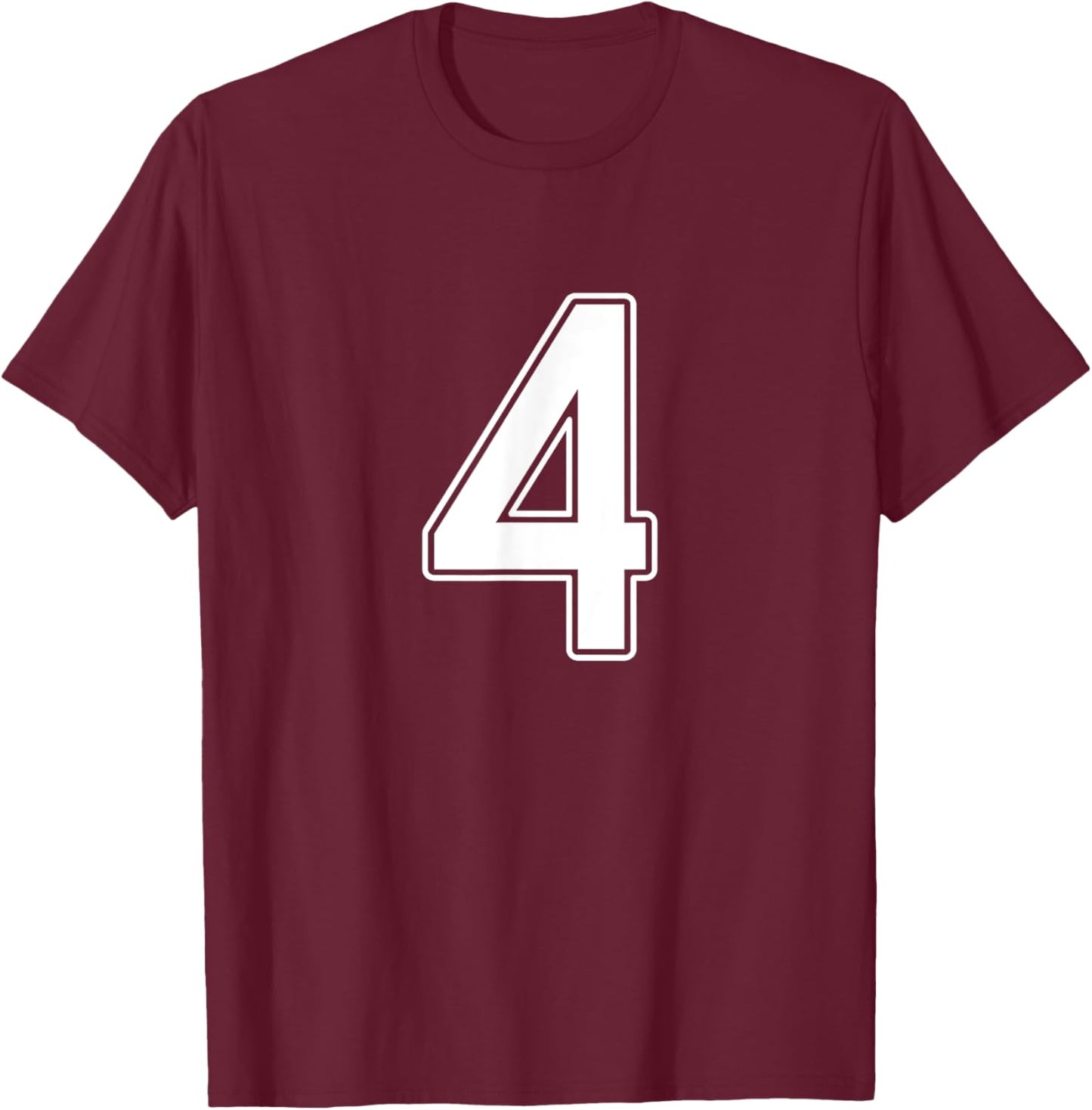 Number #4 White Sport Number T-Shirt - T-Shirt | Maroon