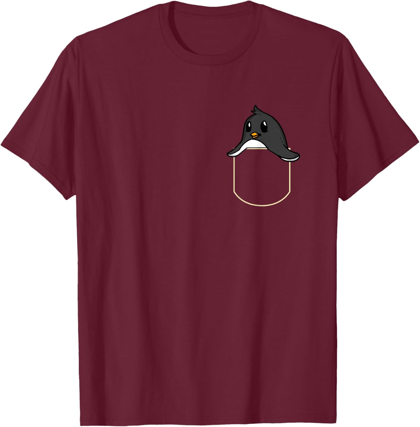 Witzige Pinguin Geschenkidee Funny Penguin In The Chest Pocket Gift Penguin Pocket T-Shirt - T-Shirt | Maroon