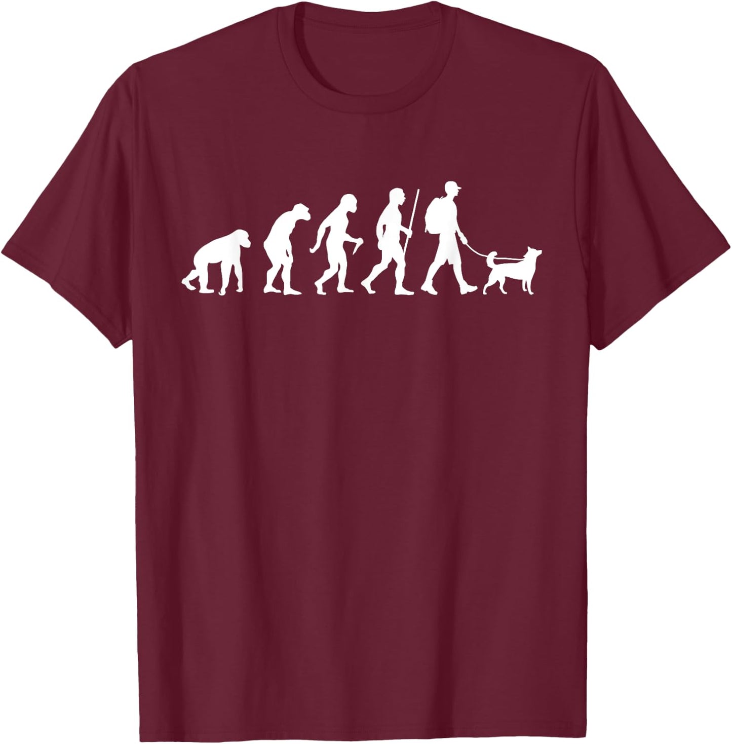 Evolution Of Dog Walking T-Shirt - T-Shirt | Maroon