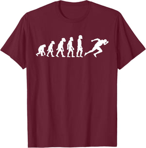 Funny Human Sprint Runner Evolution Sprinter Running Racer T-Shirt - T-Shirt | Maroon