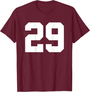 Number 29 (on Back) Sports Team Jersey Number T-Shirt - T-Shirt | Maroon